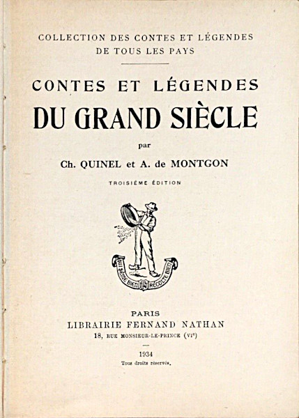 Contes et Légendes du Grand Siècle. Page de titre de l'édition 1934